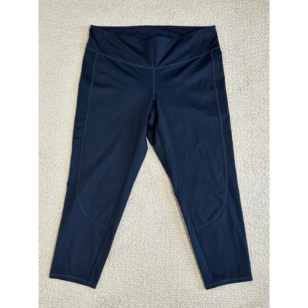J Jill Fit Performance 7/8 Curved-Seam Leggings Navy Blue XL Active Activewear